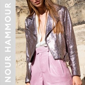 🆕️ Nour Hammour Daphne Metal Leather Motto Jacket